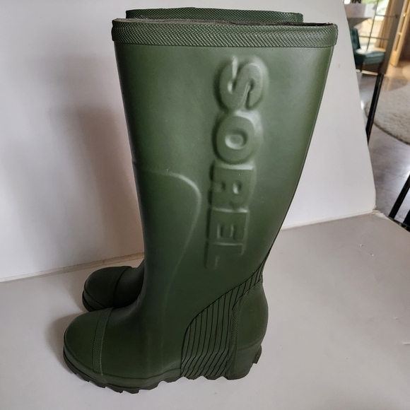 SOREL New Joan Wedge Tall Rain Boots 7.5 Green - Picture 6 of 12